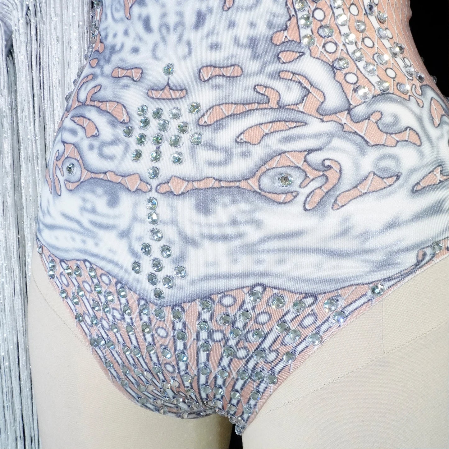 Women bodysuits white Tassel Dance Outfit Shiny crystal long fringes Show Wear Performances Birthday party prom leotard